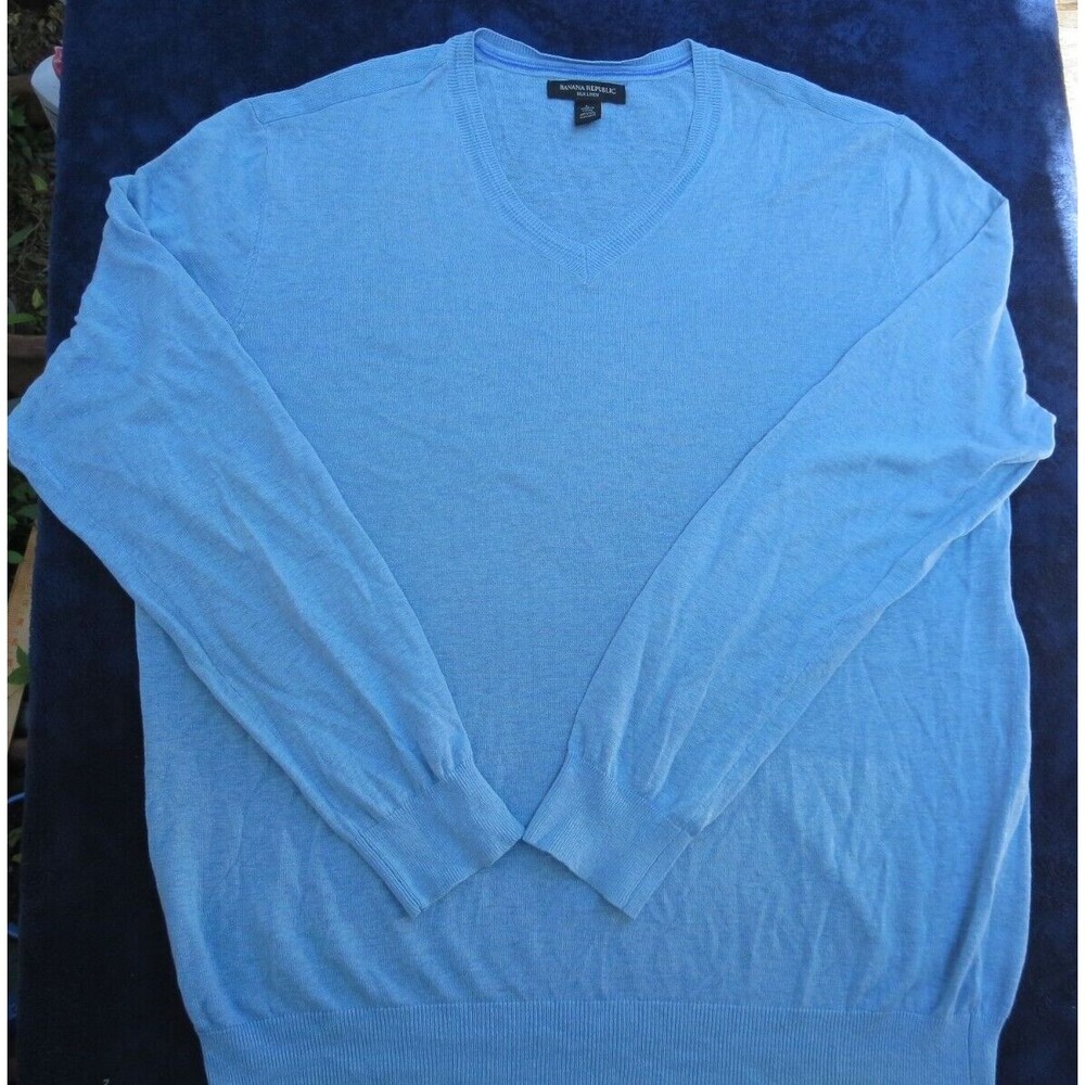 Banana Republic Sweater Large Long Sleeve Silk Linen V-Neck